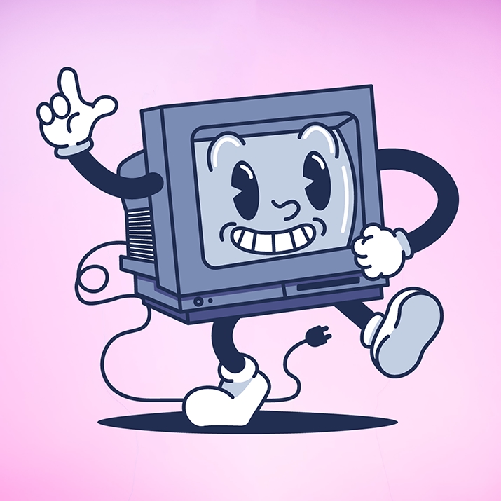 Gráfico de un ordenador personalizado sobre fondo azul