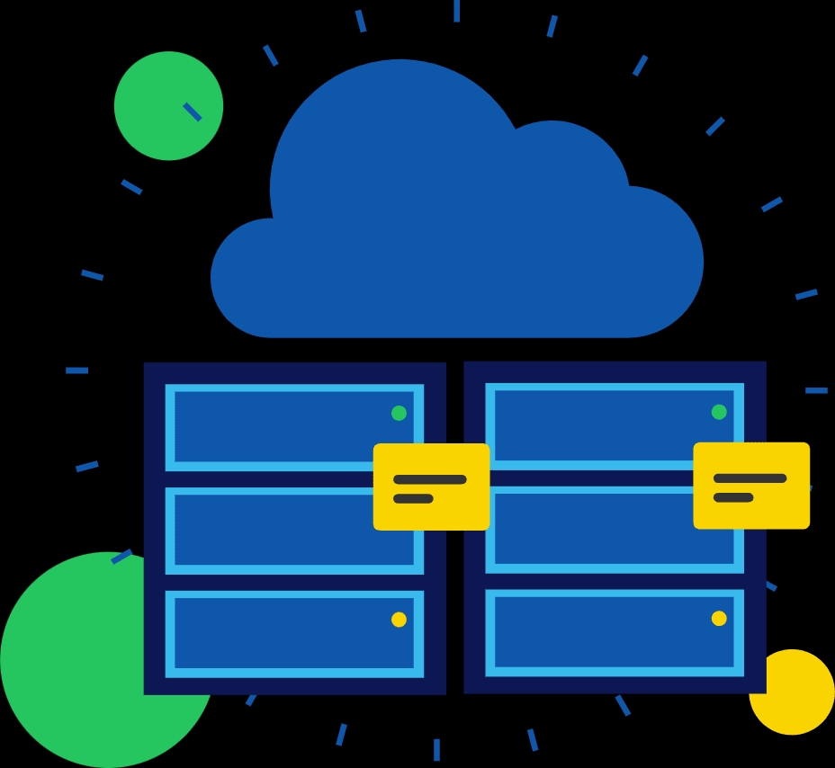 Illustration In-house and virtual name servers