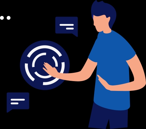 Person mit Sprechblasen Icon