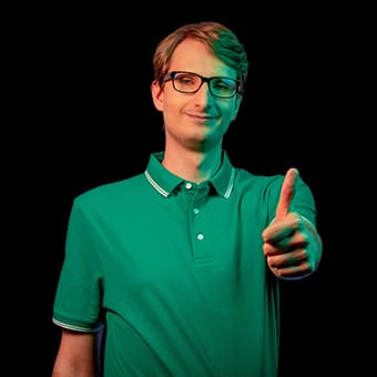man shows thumbs up