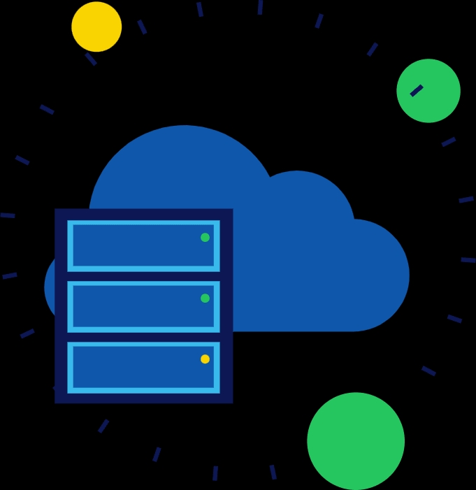 Illustration Modernstes Shared Hosting (PHP 8.4 // TLS 1.3 // HTTP/2)
