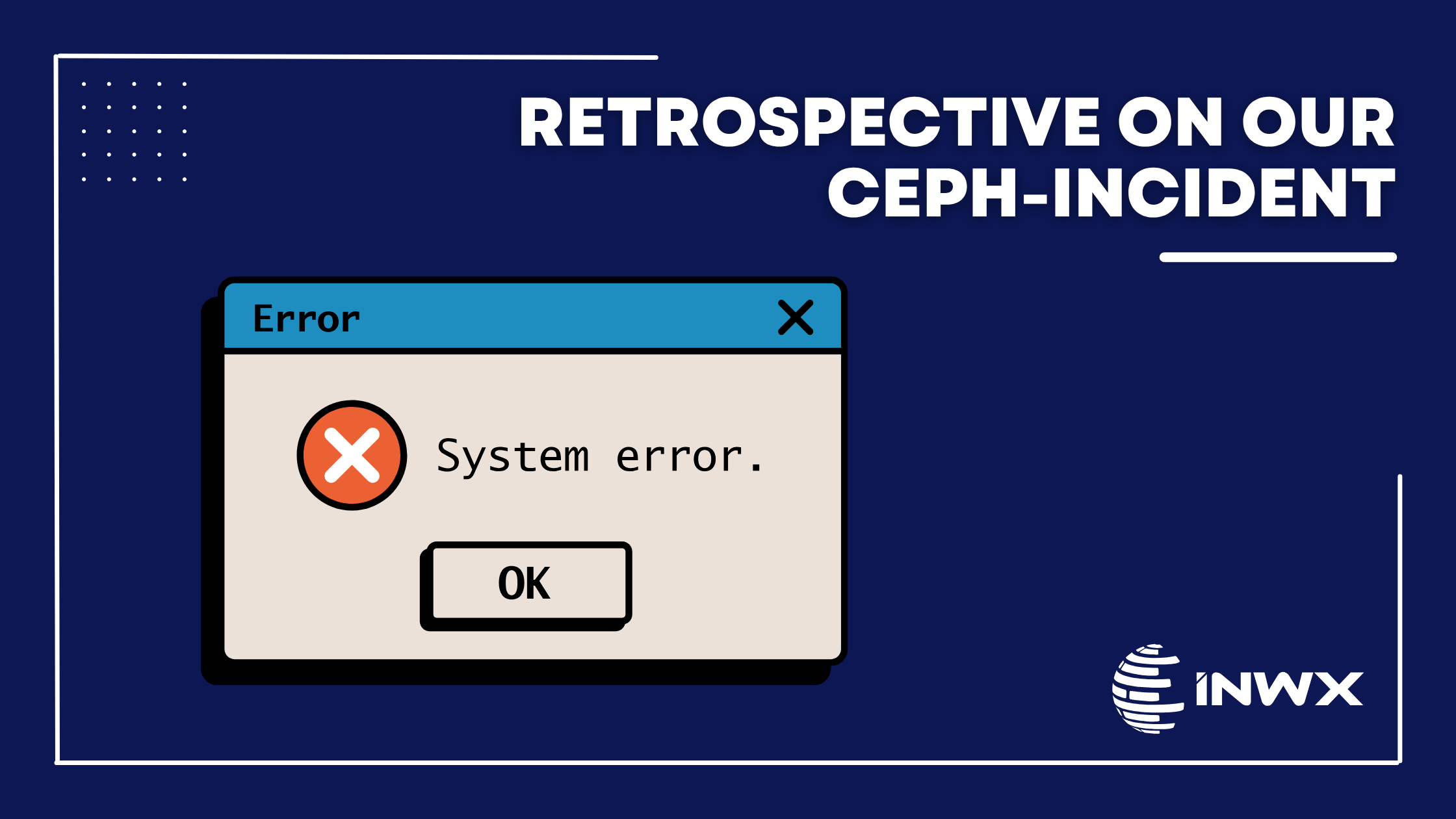 Cover image with darf blue background and graphic of System error window